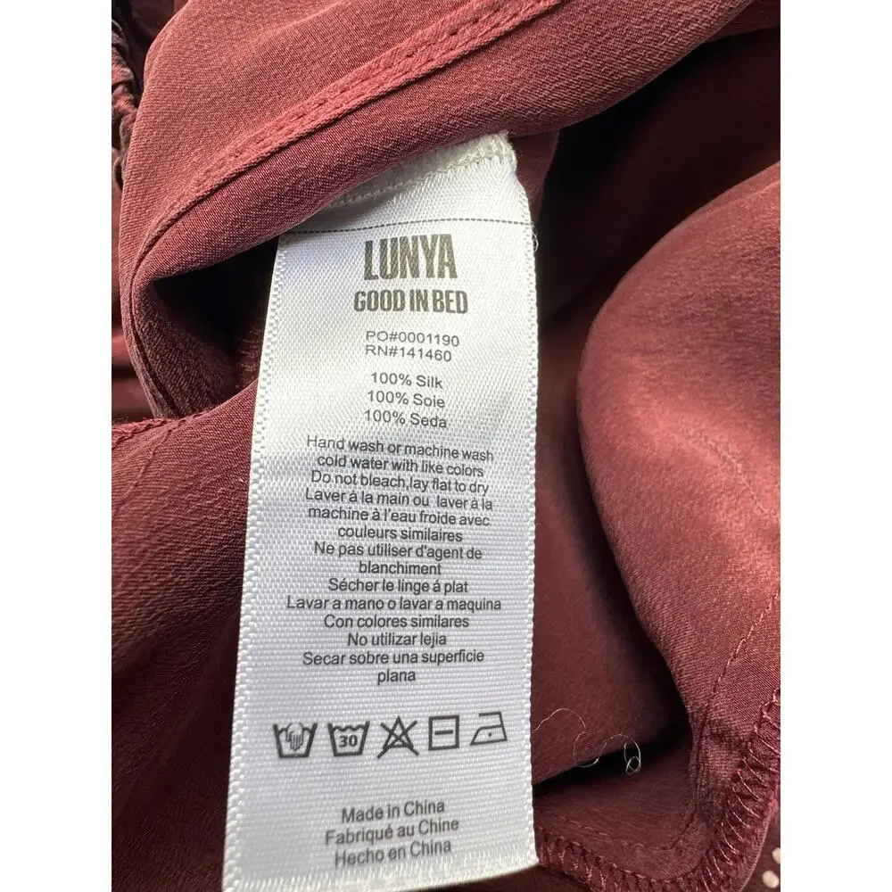 LUNYA Washable Silk High Rise Pajama Pants in Fancy Burgundy Size XL - Picture 10 of 11